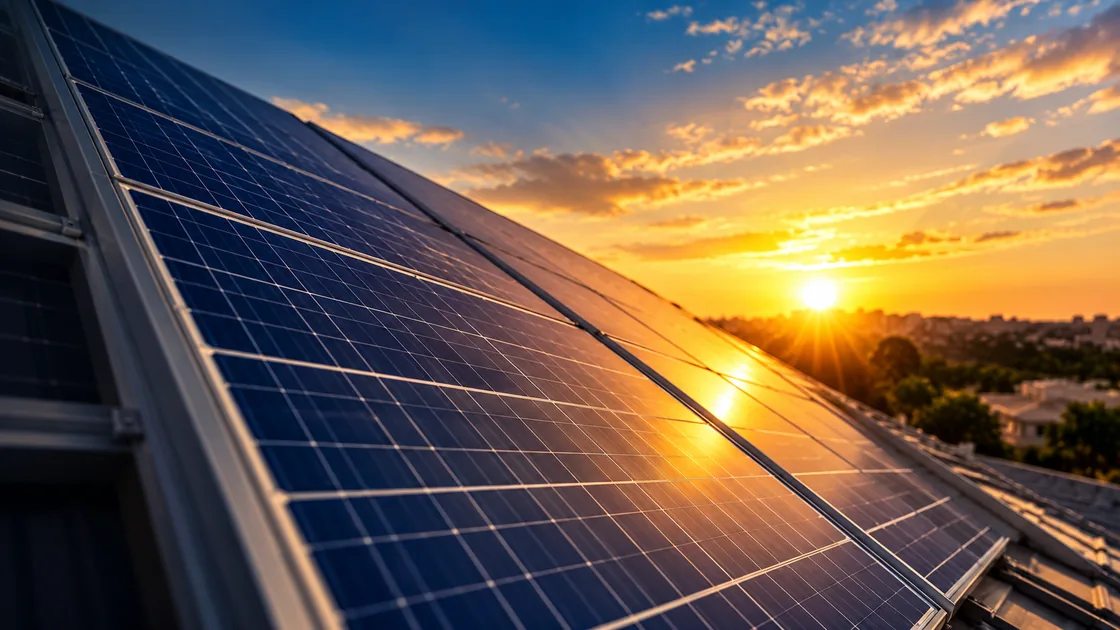 Painéis solares ao pôr do sol